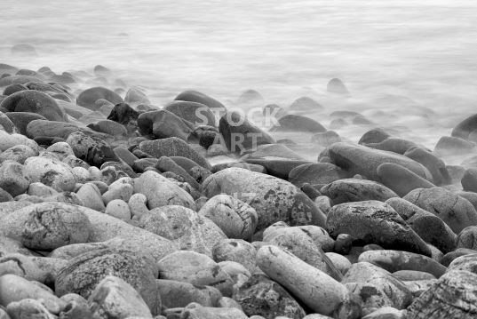 Nelson boulder bank beach - black & white wall art