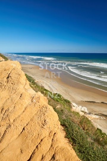 Baylys Beach cliff view - Looking south to the Tasman Sea and along Ripiro Beach