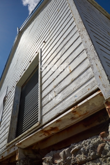 Closeup of the old dairy factory in Whakapirau - Kaipara, Northland, NZ