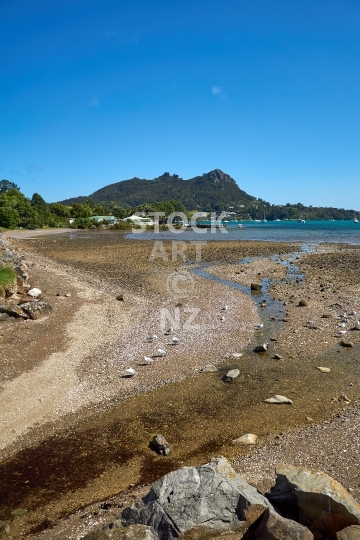 McLeod Bay with Mount Aubrey - View of Mt Aubrey at the end of the bay at low tide, Whangarei Heads, Northland, New Zealand