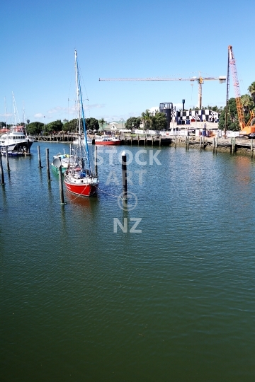 New Hundertwasser building taking form - March 2021 - The museum seen from the Town Basin, portrait orientation, Whangarei, Northland, New Zealand