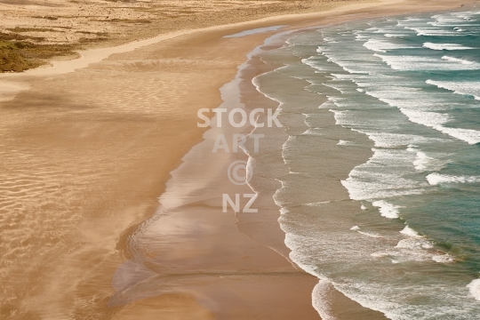 Te Werahi Beach waves - Far North NZ - Sand and water - closeup of the stunning west coast beach near Cape Reinga