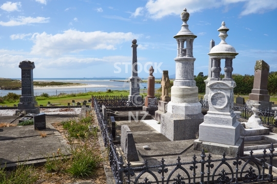 Waipu Cove cemetery - Memorials and toms overlooking Bream Bay and the Waipu estuary - Northland, NZ