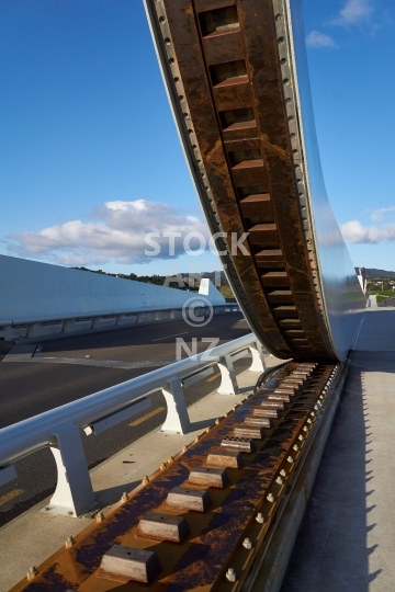 Whangarei’s Te Matau A Pohe bascule bridge - Northland, NZ - Detail of one bascule with draw mechanism